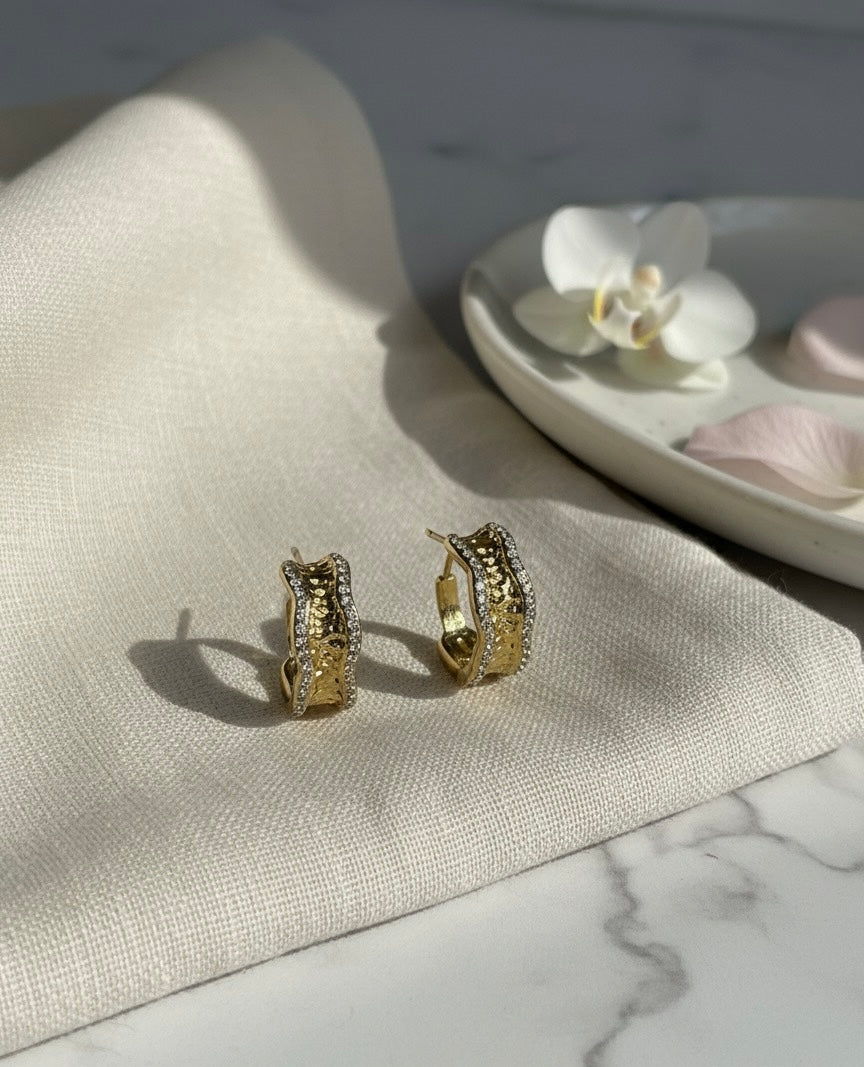 Golden Ripple Hoops