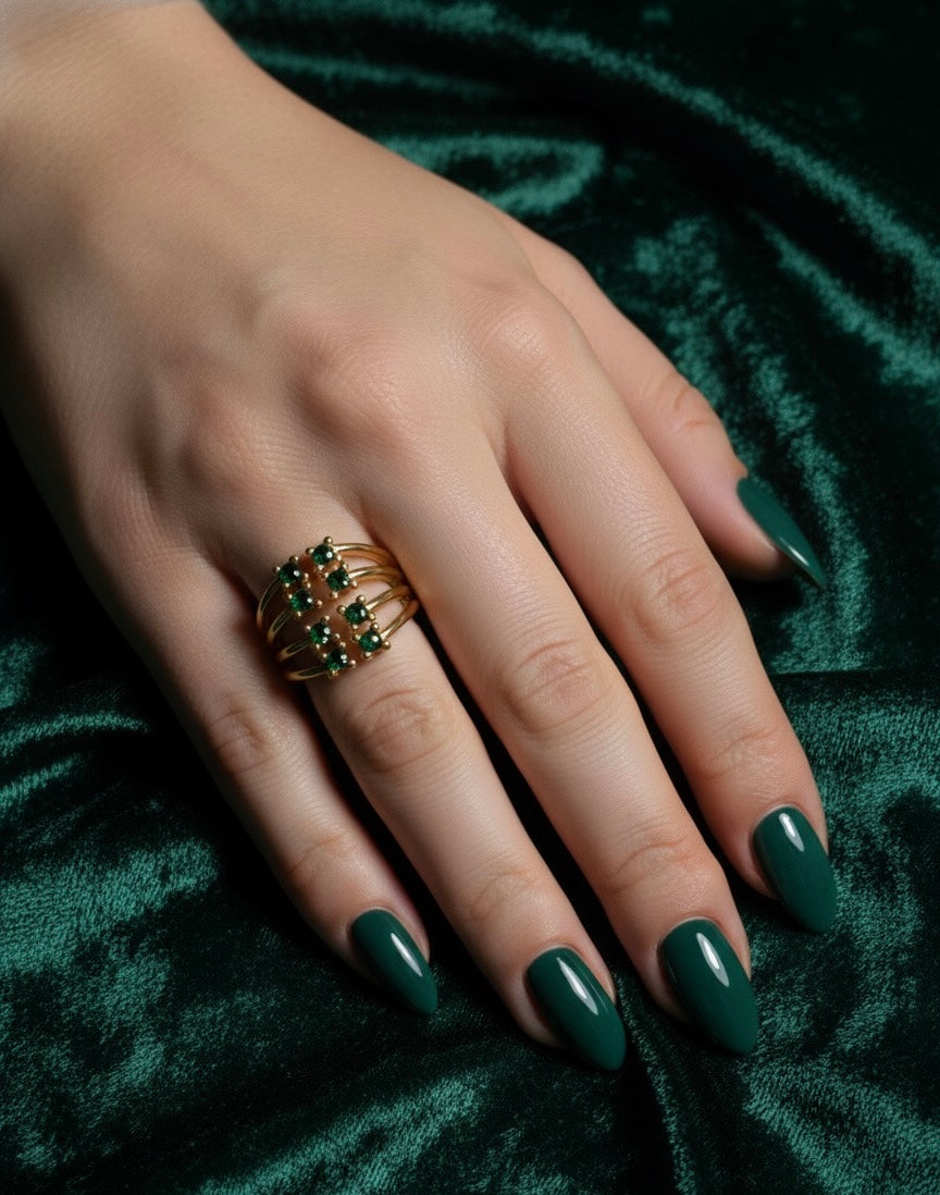 Emerald Cascade Ring